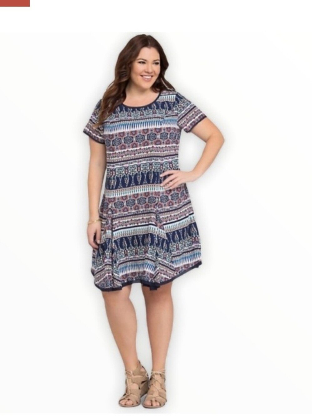 Torrid Printed Navy Blue Boho Style Dress Plus Size 2x